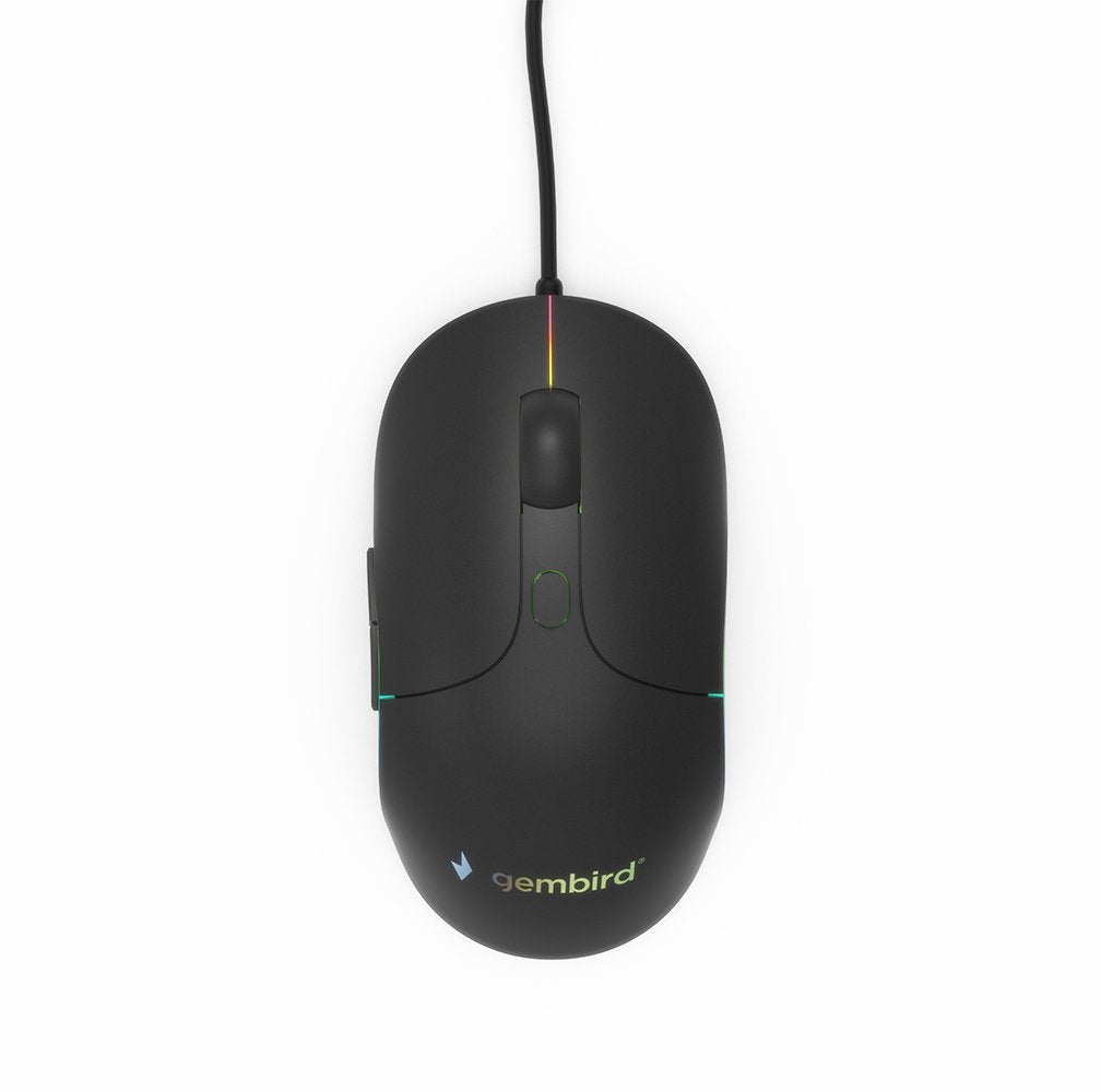 Gembird Mus-Ul-02 Ratón Con Cable Iluminado De Gran Tamaño, Usb, 2400dpi, Negro