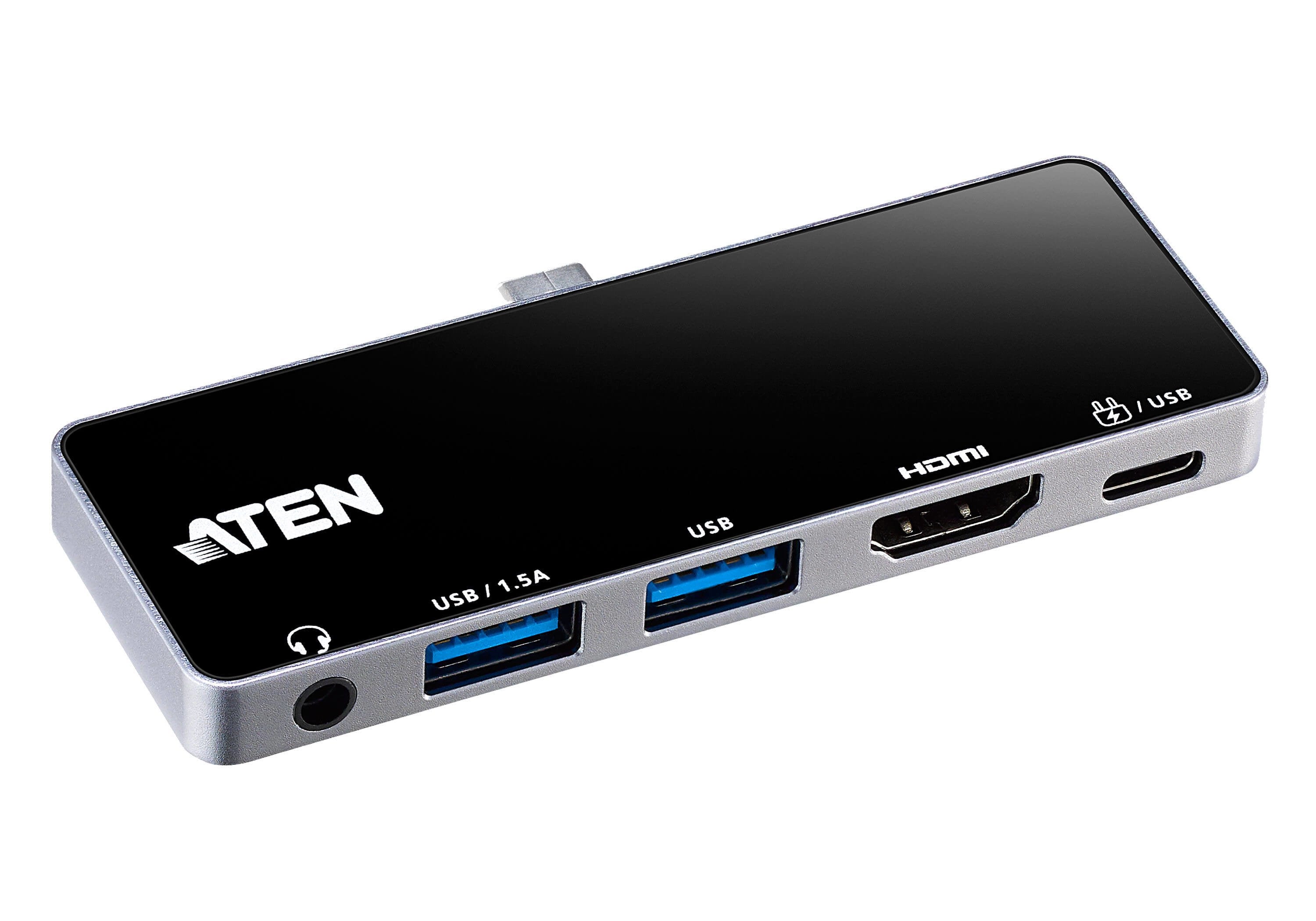 Aten Uh3238 Travel Dock 5 Usb-C Con Paso De Alimentación