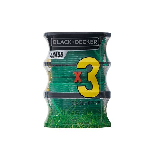 Carrete De Hilo Black+Decker Reflex A6486, Hilo De Corte 6 Metros, Ø 2mm, Pack Económico 2+1 A6486-Xj