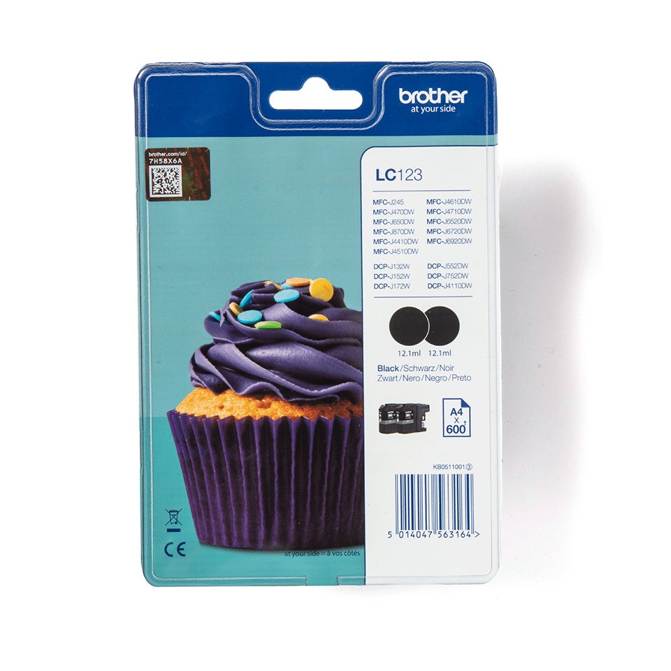 EAN 5014047563171 - Brother LC123BKBP2DR cartucho de tinta 1 pieza(s) Original Negro imagen 3