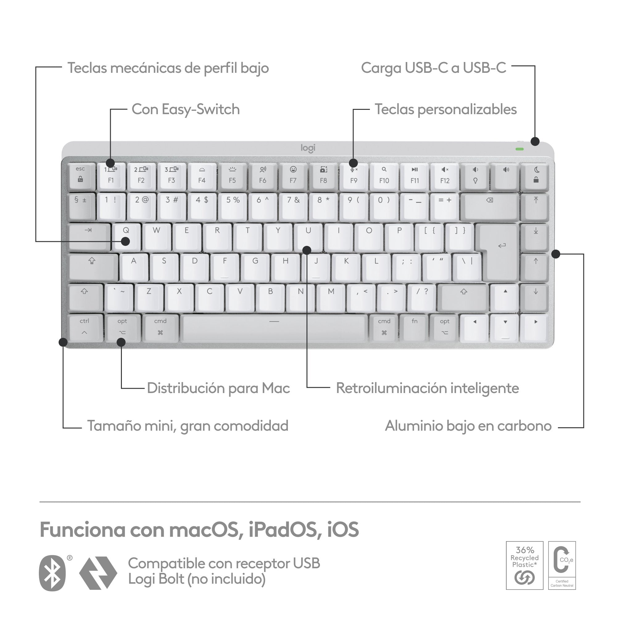 EAN 5099206103306 - Logitech Master 920-010799 teclado Oficina RF Wireless + Bluetooth QWERTY Internacional de EE.UU. Gris imagen 11