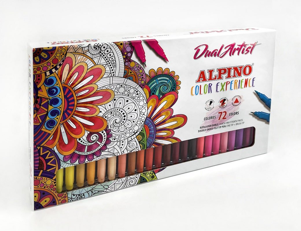 Alpino Rotuladores Dual Artist Color Experience Doble Punta Perfila/Colorea Estuche 72u C/Surtidos