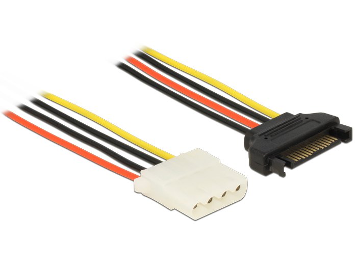 Stromcable Sata 15 Pin Stecker > 4 Pin Buchse 100 Cm