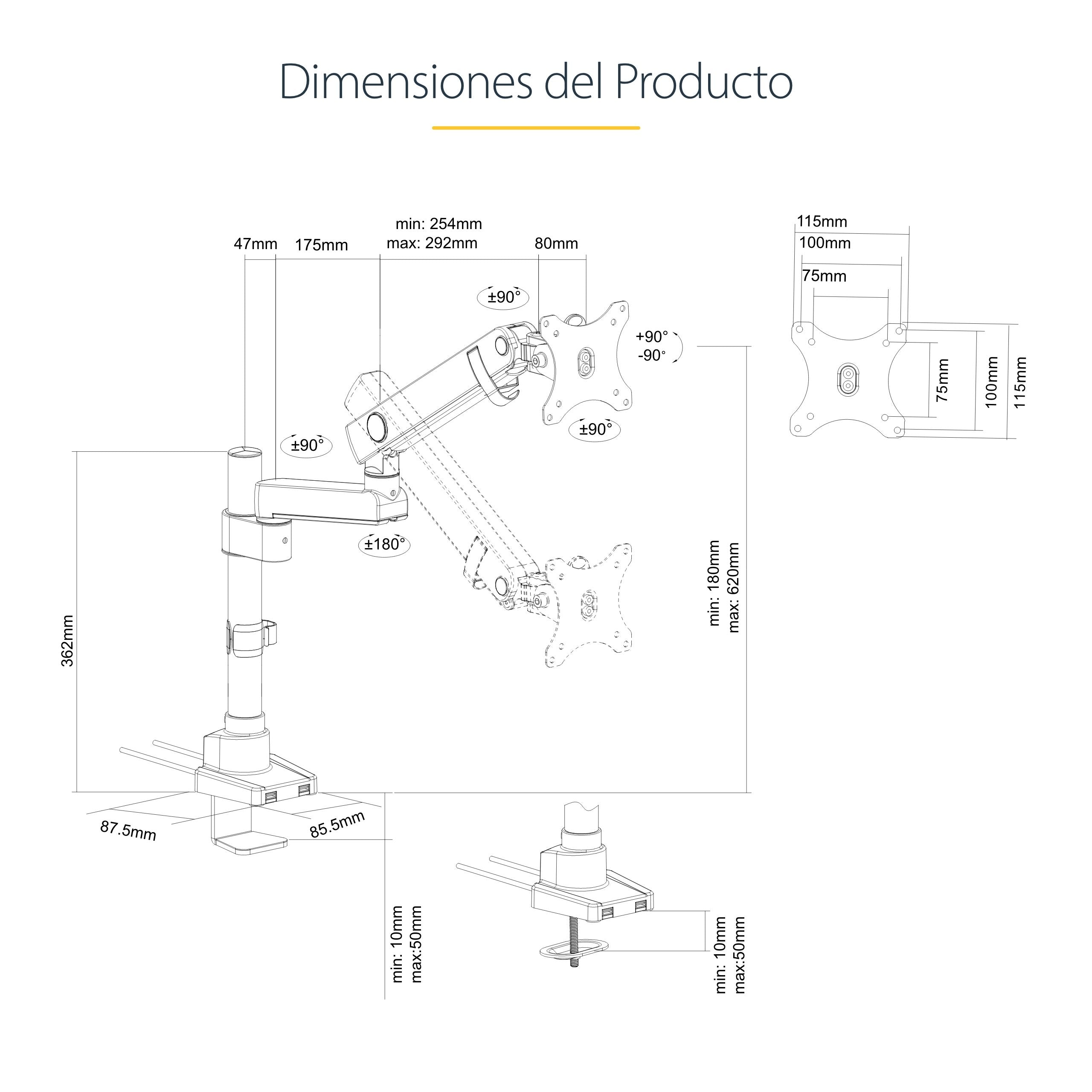 Startech Soporte Monitor Vesa 2xusb 3.0