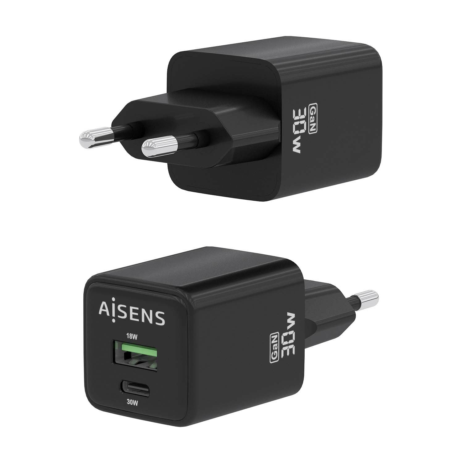 EAN 8435739901298 - AISENS ASCH-30W2P038-BK cargador de dispositivo móvil Universal Corriente alterna Carga rápida Interior imagen 3