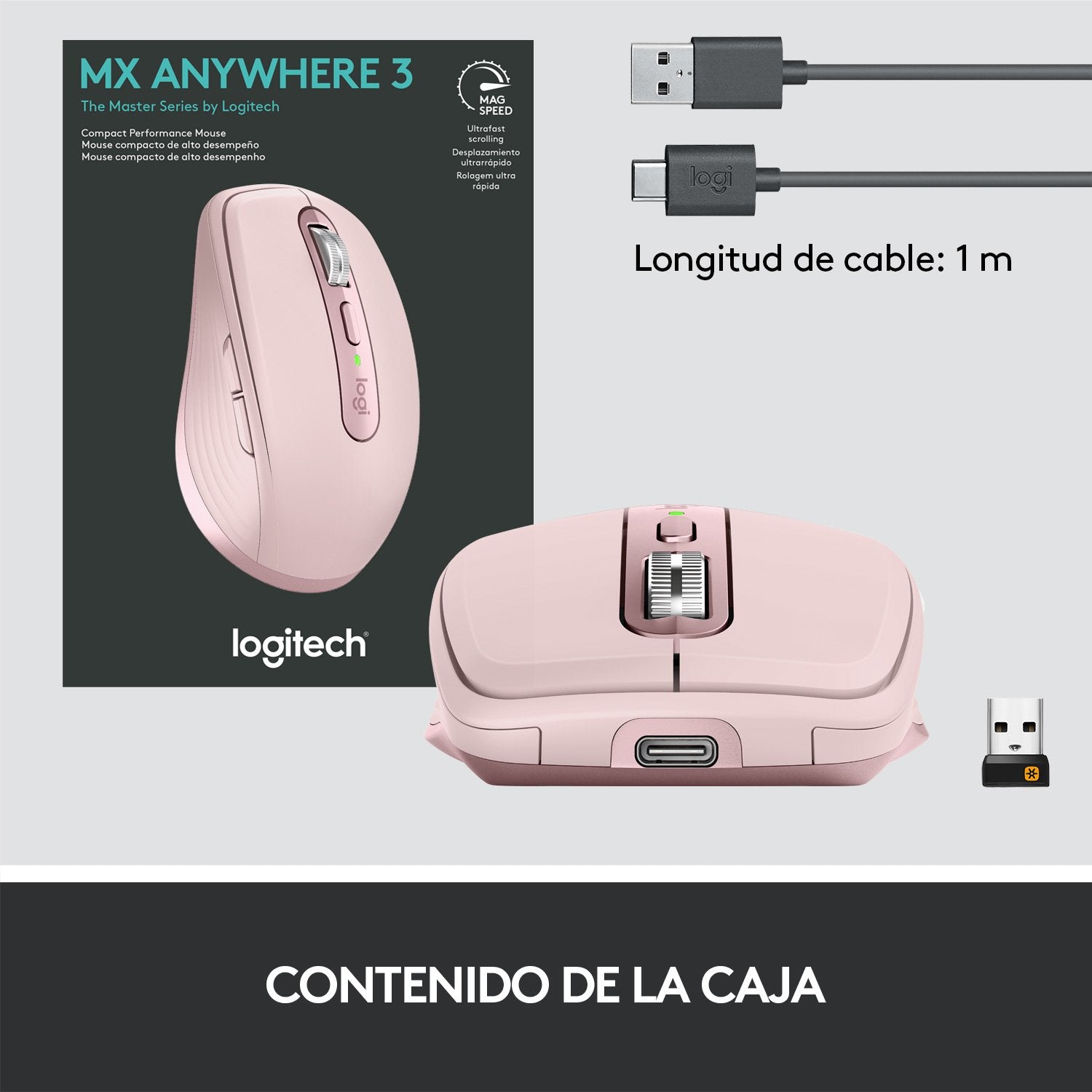 Ratón Inalámbrico Logitech Mx Anywhere 3 Rosa Retail