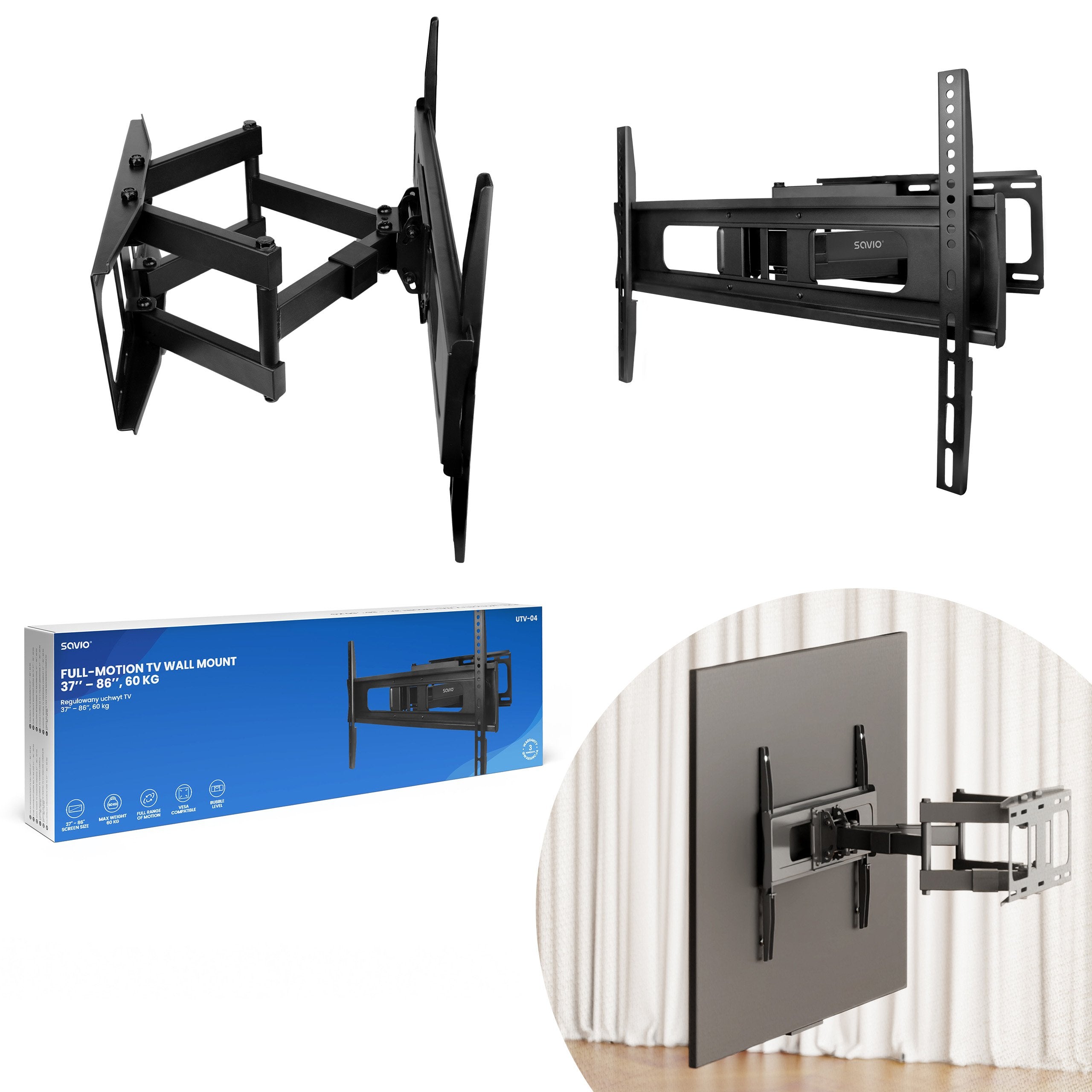 EAN 5905106070191 - Savio UTV-04 soporte para TV 2,18 m (86") Negro imagen 14