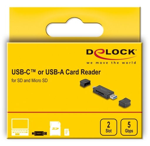 EAN 4043619910205 - DeLOCK 91020 lector de tarjeta USB 3.2 Gen 1 (3.1 Gen 1) Type-A/Type-C Negro imagen 5