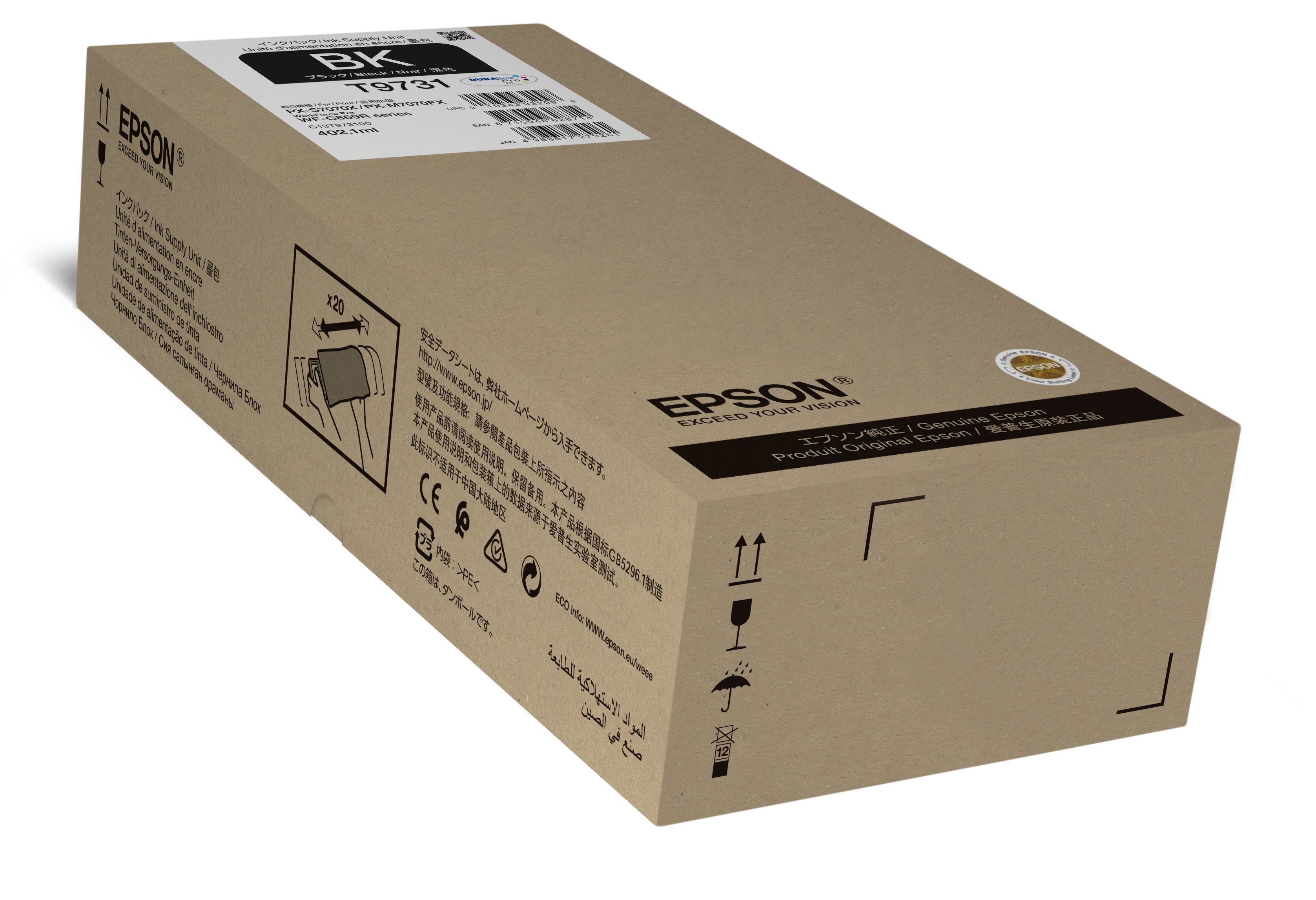 Tinta Original Epsonâ T9731 402.1 Ml Tamaño Xl Negro Para Workforce Pro Wf-C869r, Wf-C869rd3twfc, Wf-C869rdtwf, Wf-C869rdtwfc
