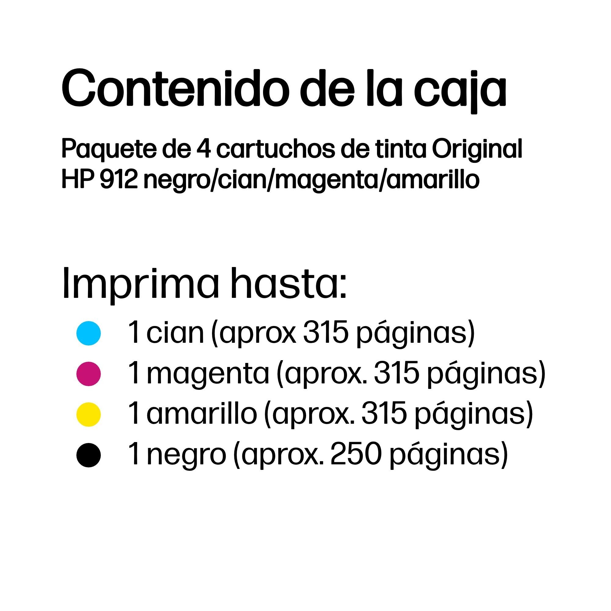 EAN 0195122352301 - HP 912 4-Pack CMYK(4) Original Ink Cartridge Combo cartucho de tinta 4 pieza(s) Rendimiento estándar Negr imagen 3