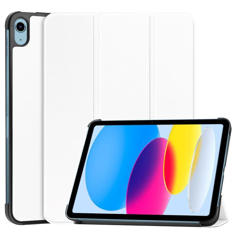 Tri-Fold Caster Hard Shell Cover - White For Apple Ipad