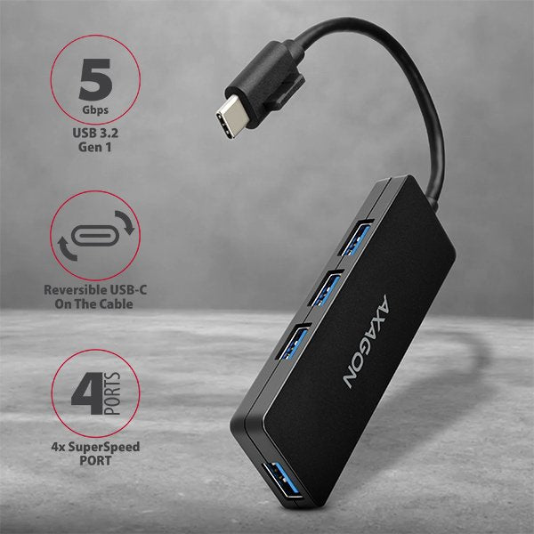EAN 8595247904379 - Axagon HUE-G1C hub de interfaz USB 3.2 Gen 1 (3.1 Gen 1) Type-C 5000 Mbit/s Negro imagen 2