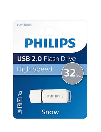 Pendrive Philips 32 Gb, Usb Tipo A, 2.0, Tapa, 8 G, Blanco