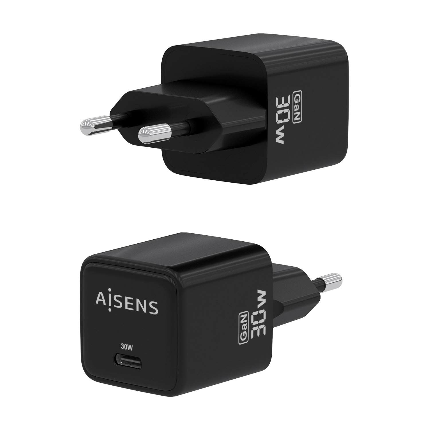 Aisens Cargador Gan 30w, 1xusb-C Pd3.0 Qc4.0, Negro