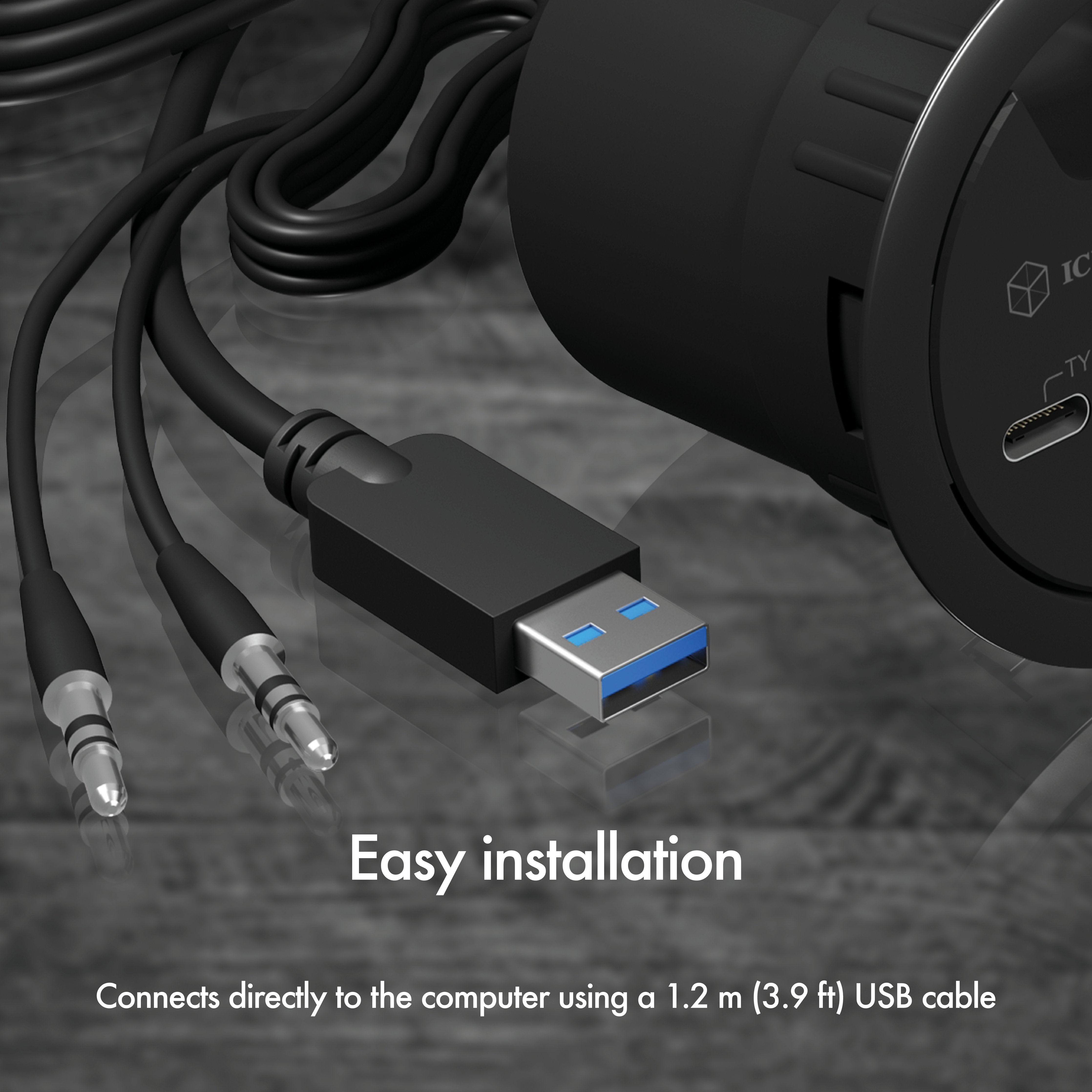 Icy Box Usb3.0 Hub Tipo-C / -A / Audio Icy Box Ib-Hub1403b, 120 Cm De Longitud Del Cable