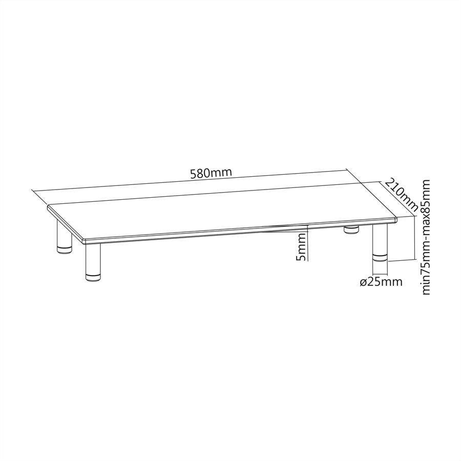 Roline Hhenverstellbarer Glas-Monitor-Stnder Rechteckig, Bis 20 Kg