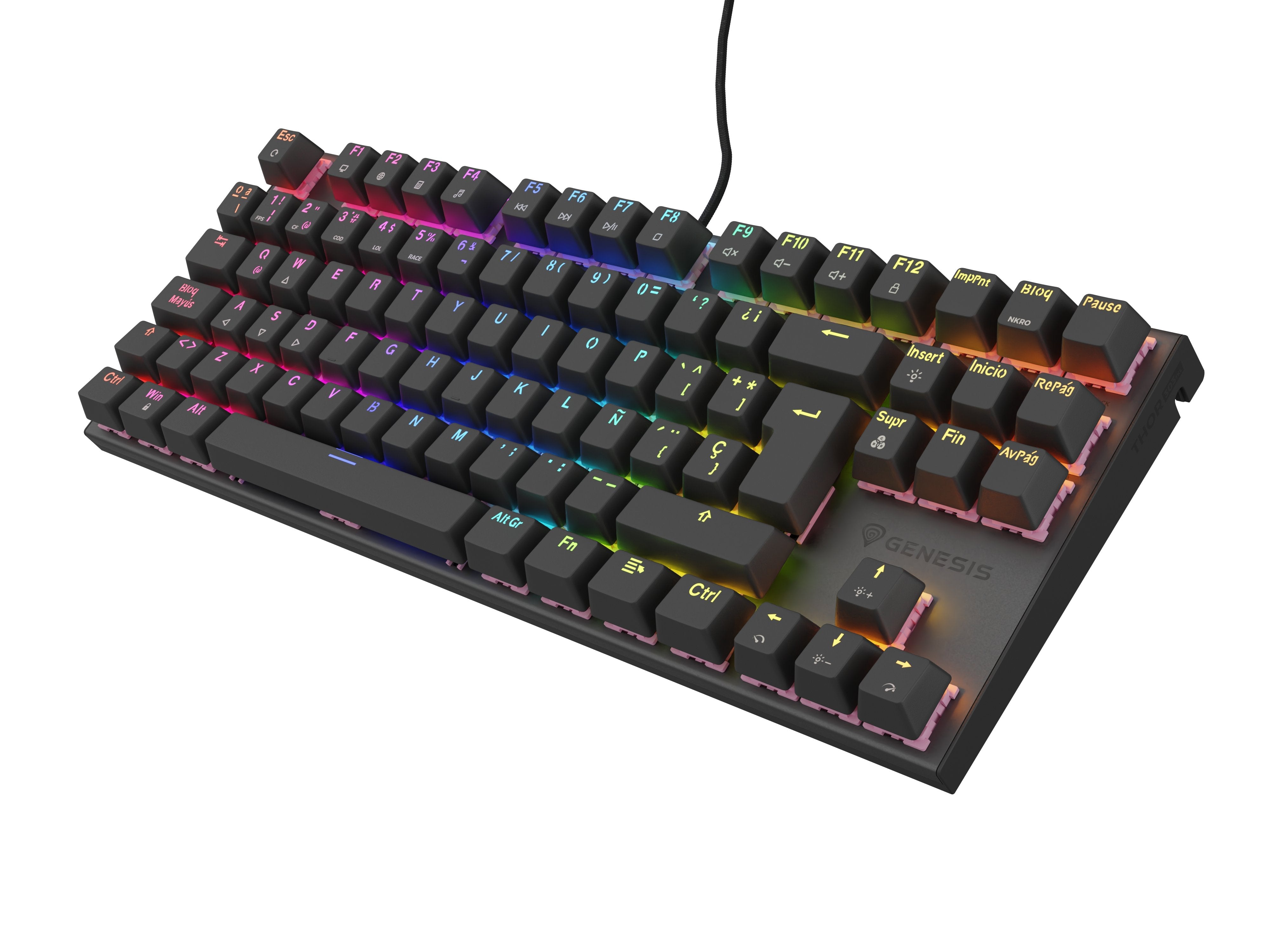 Teclado Ingles Gaming Genesis Thor 303 Tkl Rgb Neg Mecanic Switch Peach Silen Hot Swap