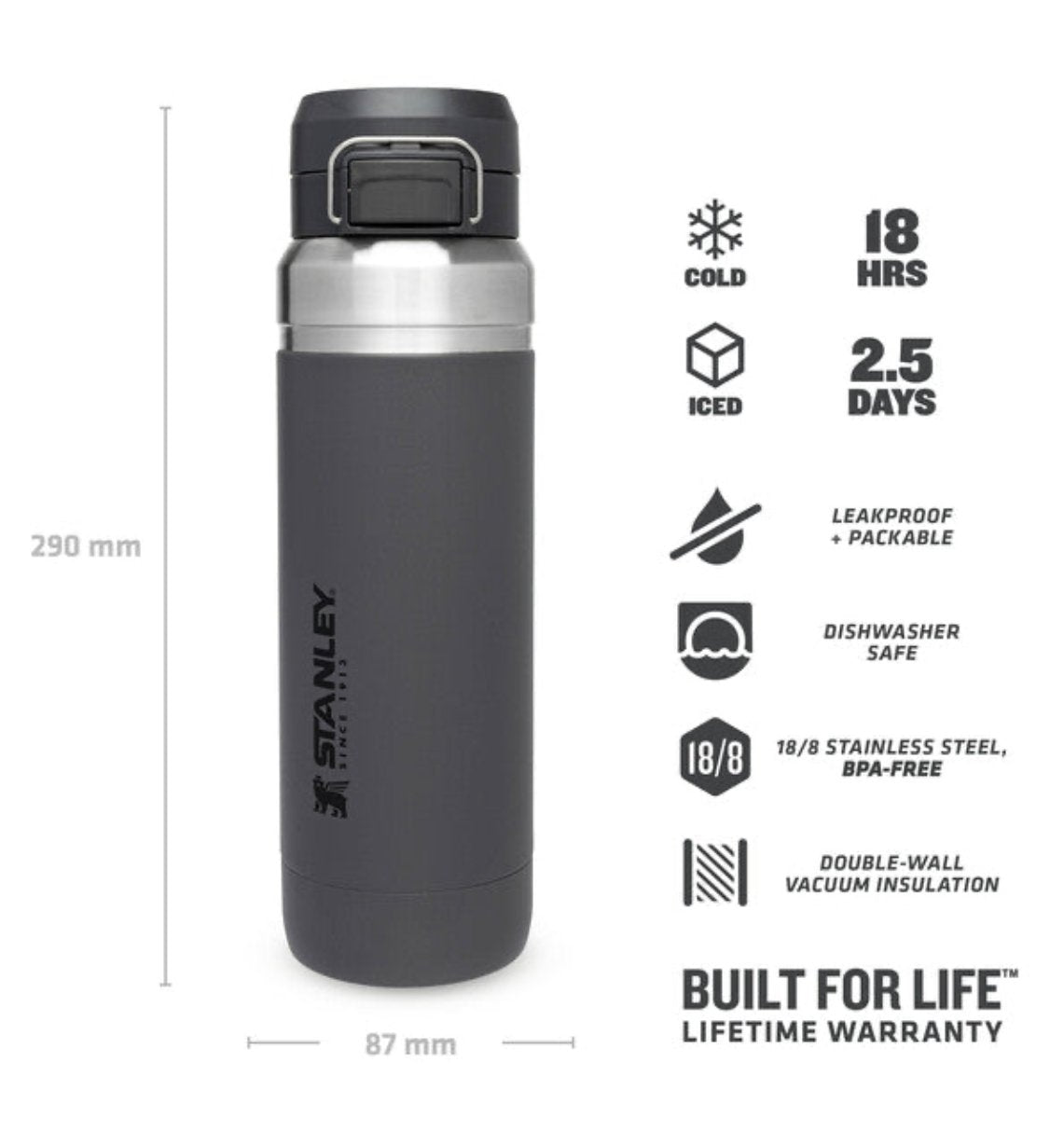 Stanley Quck Flip Water Bottle 1,06 L Charcoal