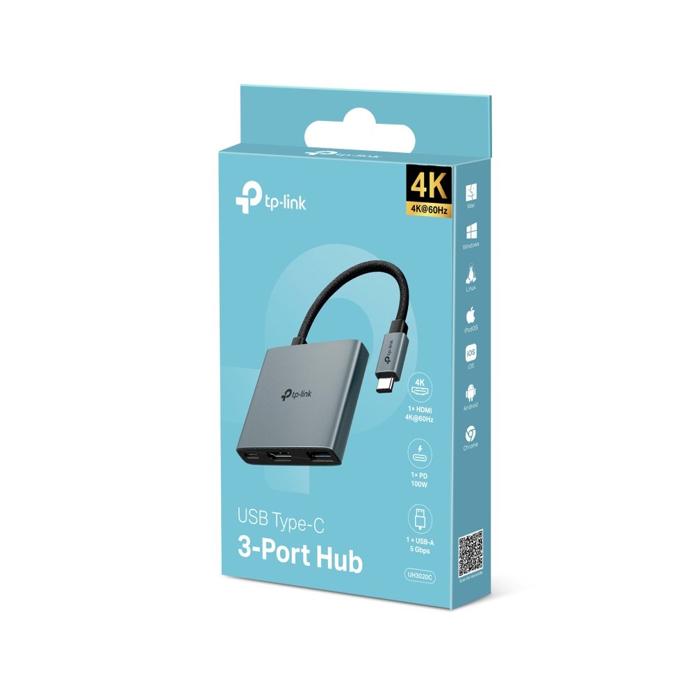 EAN 1210002600071 - TP-Link UH3020C hub de interfaz USB Tipo C 5000 Mbit/s Gris imagen 2