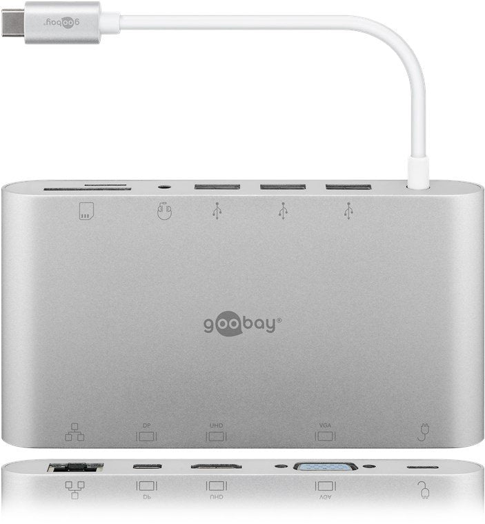 EAN 4040849621130 - Goobay 62113 base para portátil y replicador de puertos Alámbrico USB 3.2 Gen 1 (3.1 Gen 1) Type-C Plata imagen 1