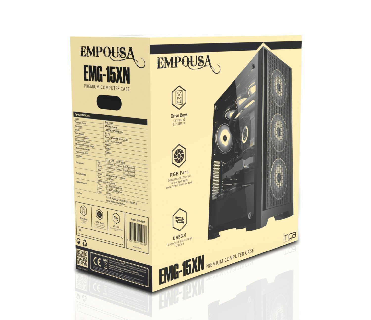 Caja Pc Inca Emg-15xn Midi Tower Negro