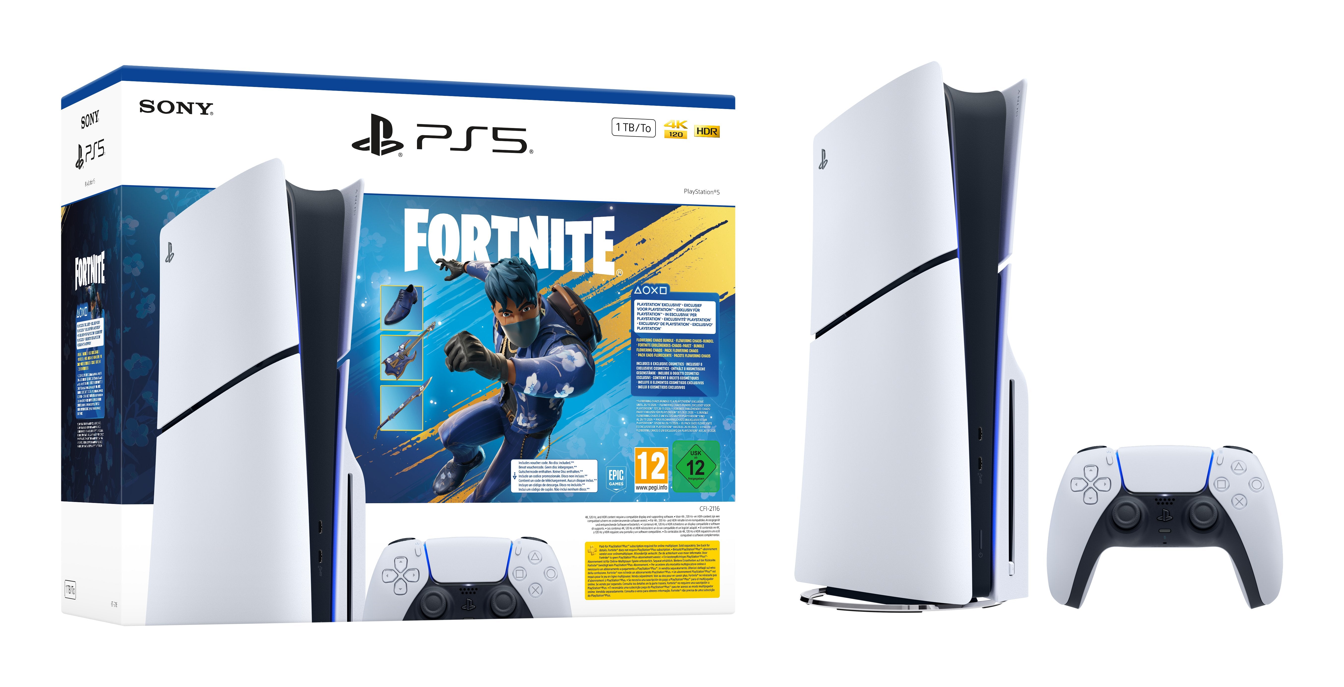 EAN 0711719021711 - Sony PlayStation 5 - Fortnite Flowering Chaos Bundle 1 TB Wifi Negro, Blanco imagen 3