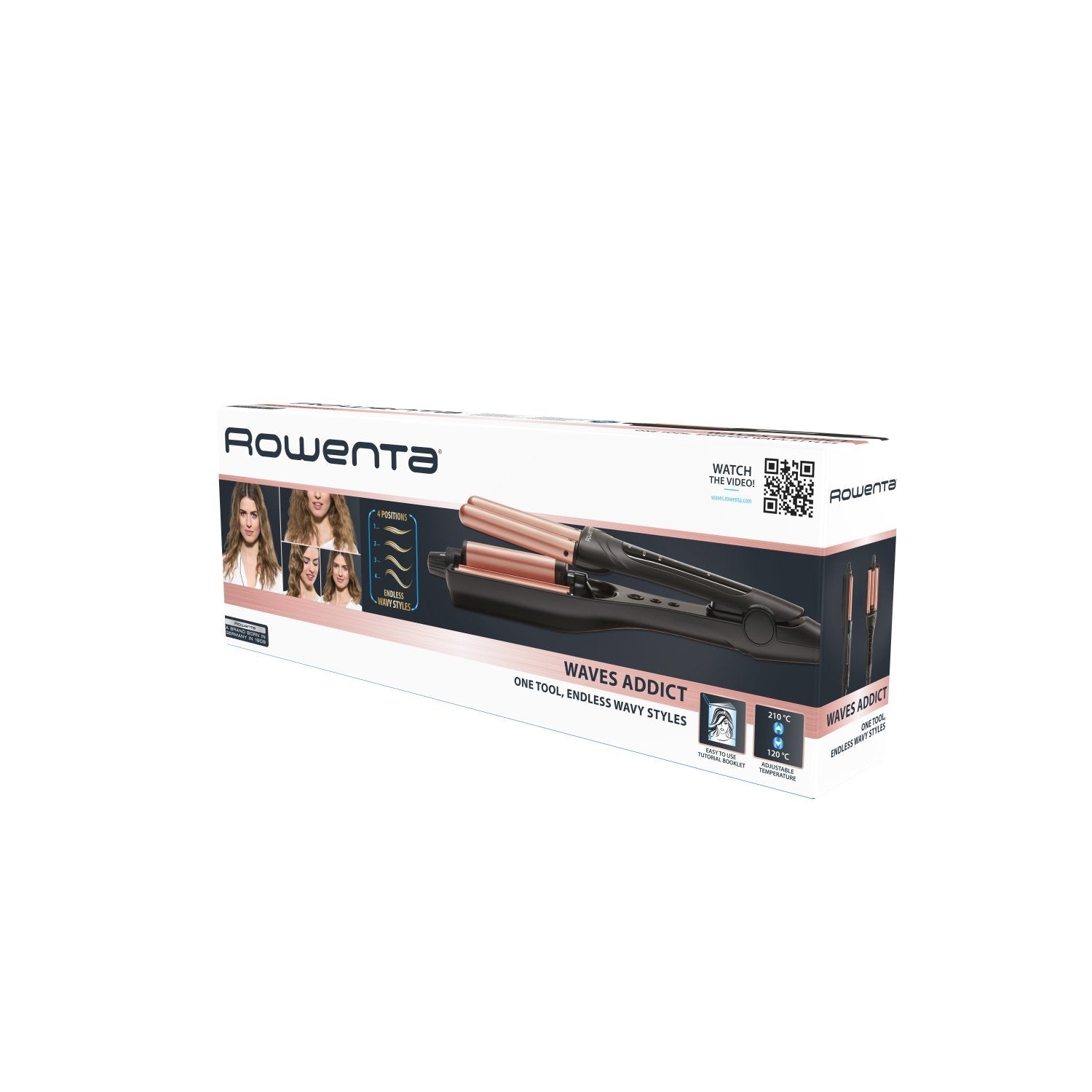 Plancha Rowenta Waves Addict Cf4710f0 Con Múltiples Accesorios Caliente Negro, Oro