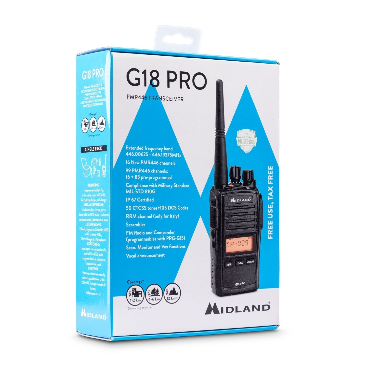 Midland G18 Pro Pmr446 Funkgerät, Ip67