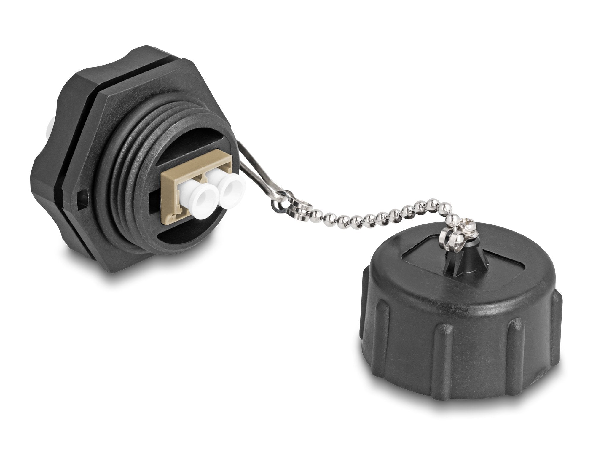 Delock 87885 Conector Empotrable De Fibra Óptica Lc Duplex A Lc Duplex Con Tapa Protectora Monomodo Ip68 Resistente Al Polvo Y Al Agua