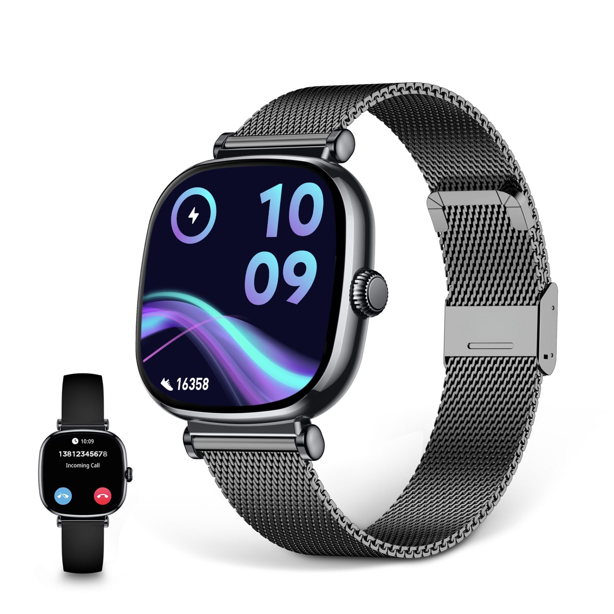 Ksix Iria Negro Smartwatch 1.7" 2 Correas (Metal + Silicona)