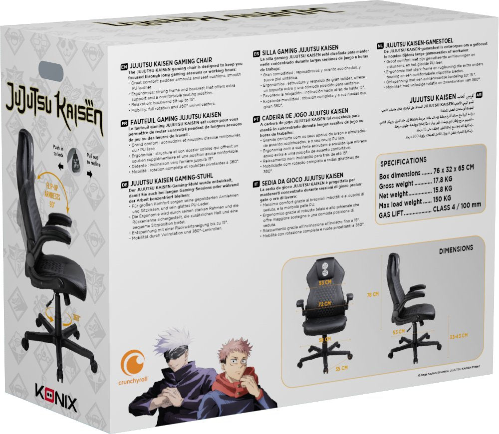 Silla Gamer Konix Jujutsu Kaisen Gran Comodidad Y Ergonomia Clase 4 / 100 Mm Color Blanco Y Negro