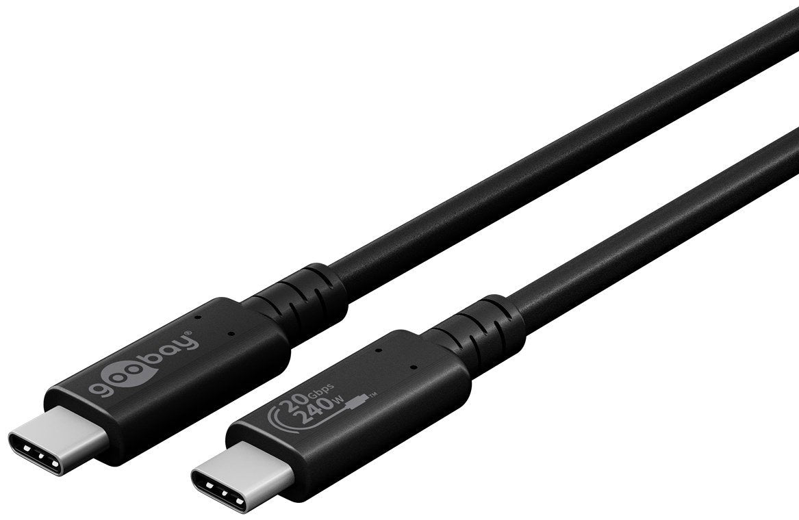 Cable De 2,00m Usb 4 G2x2 20gbps Pd240w Usb-C Macho A Usb-C Macho Negro Video Datos Y Carga