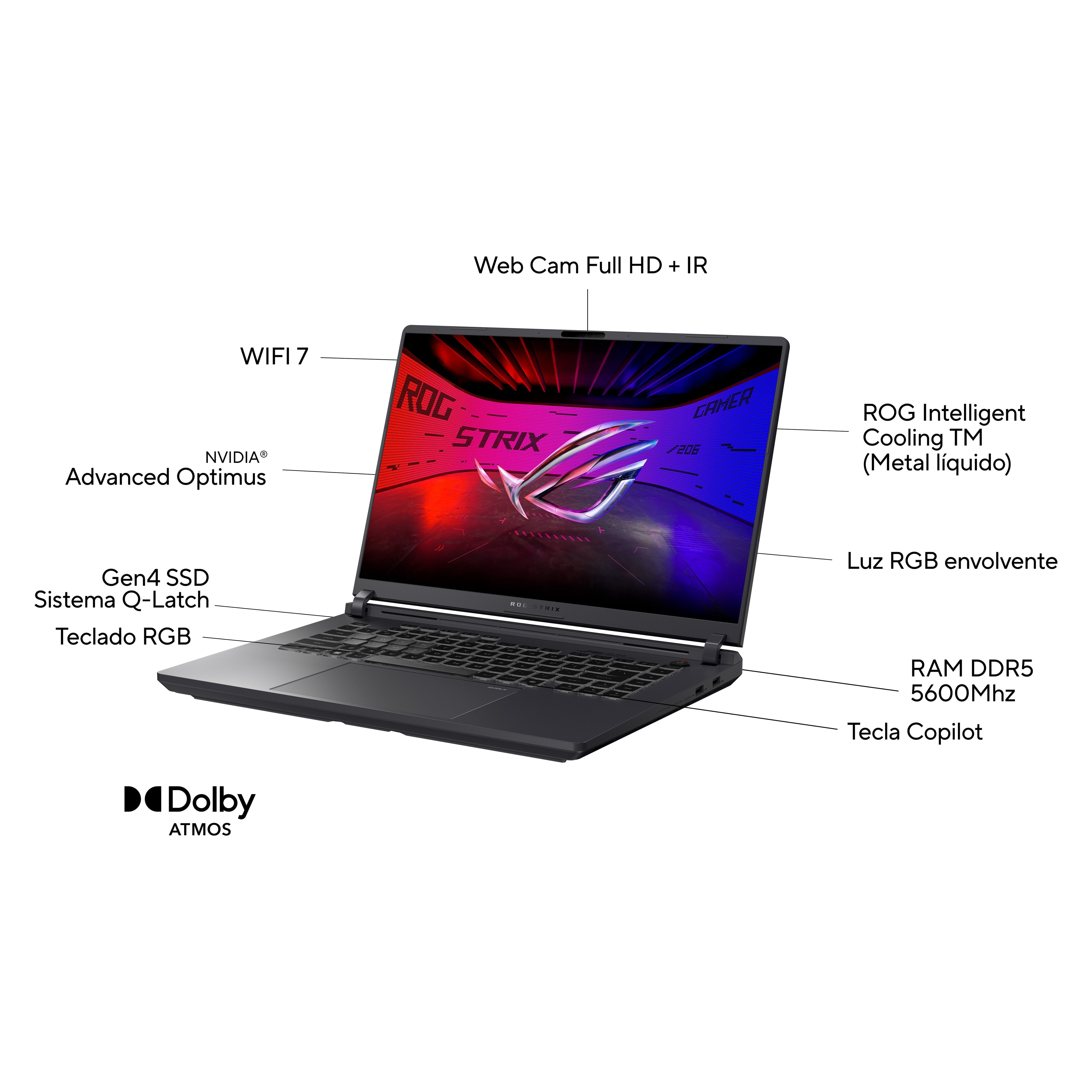 Asus Rog Strix G16 G615lp-S5006 - Ordenador Portátil Gaming De 16" Wqxga 240hz (Intel Core Ultra 9 275hx, 32gb Ram, 1tb Ssd, Nvidia Rtx 5070 8gb, Sin Sistema Operativo) Gris Eclipse - Teclado Qwerty Español