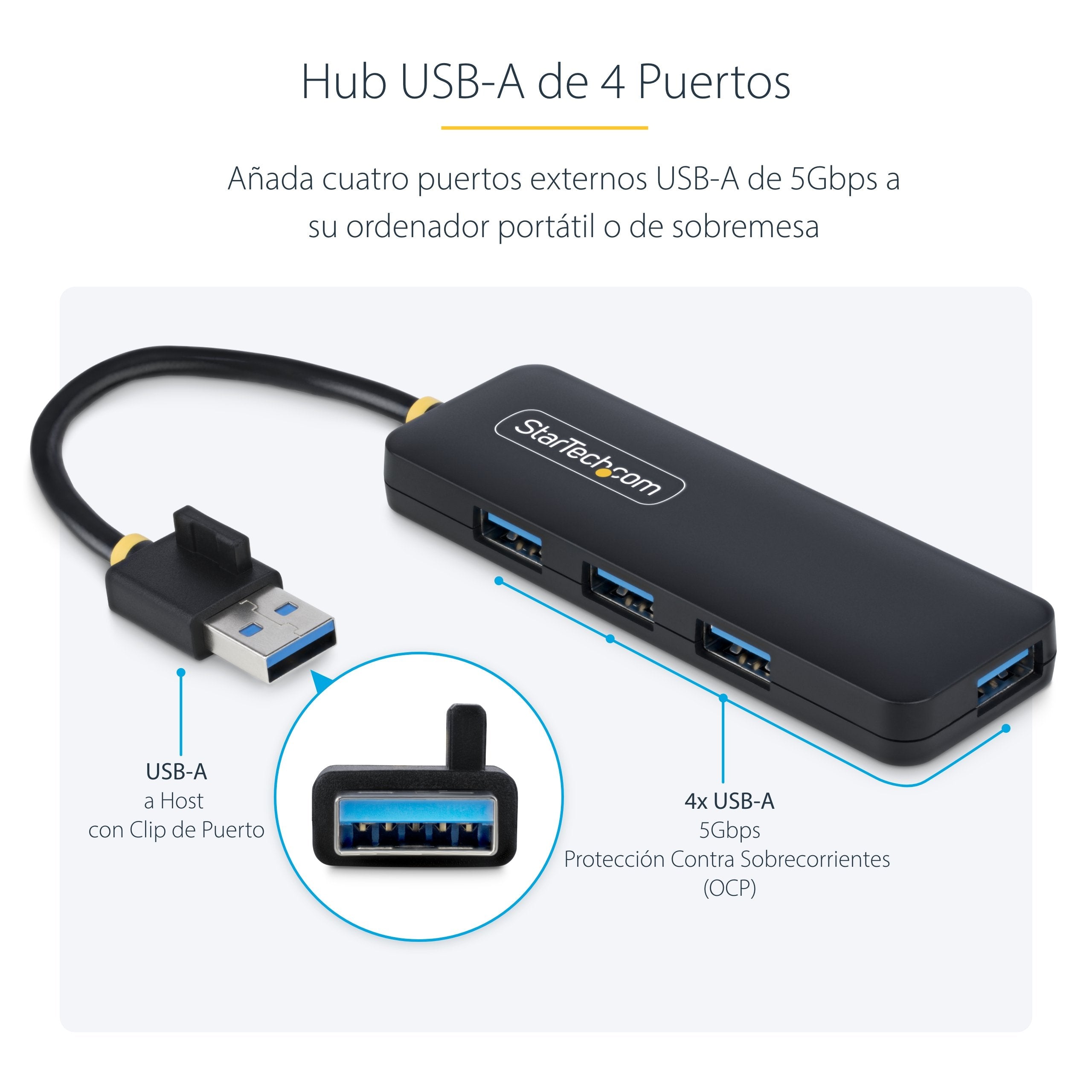 EAN 0065030912143 - StarTech.com H5A4A-USB-HUB hub de interfaz USB 3.2 Gen 1 (3.1 Gen 1) Type-A 5000 Mbit/s Negro imagen 13