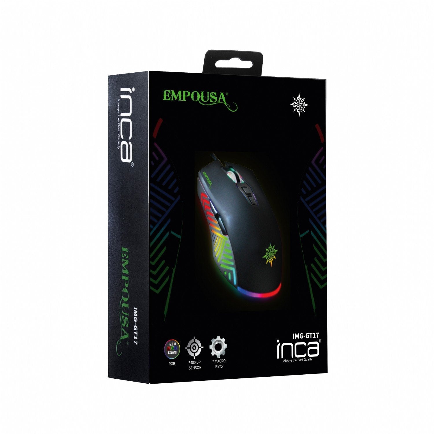 Inca Gaming Raton Img-Gt17 6400 Dpi, Rgb, 7 Botones, Usb, Sw Al Por Menor