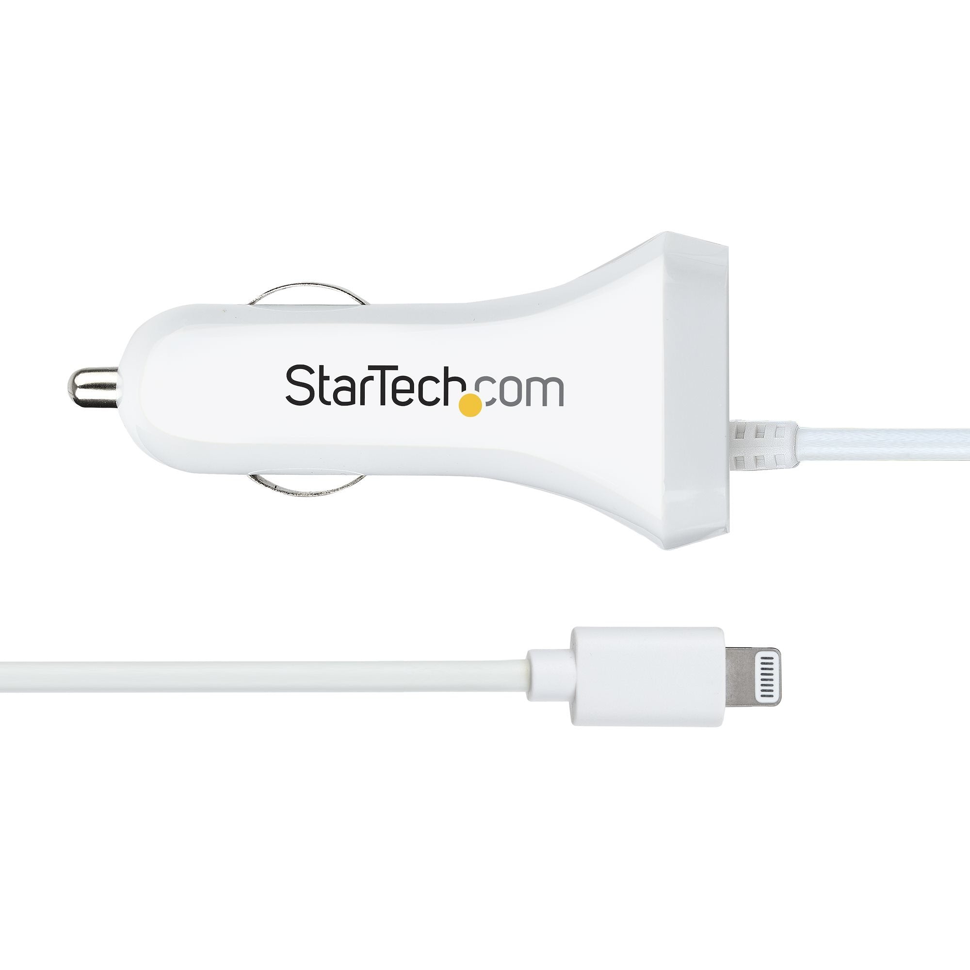 Startech Cargador De Coche Con Cable Rizado Lightning, 1m 12w Blanco