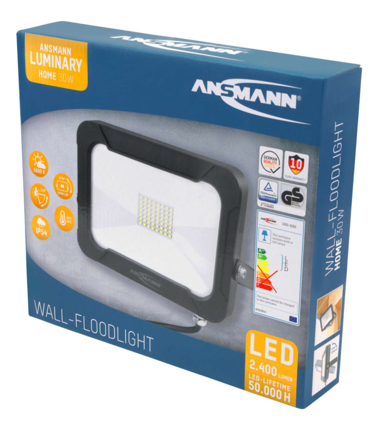 Ansmann Wfl2400 30w/2400lm Luminary Led Wall Spotlight