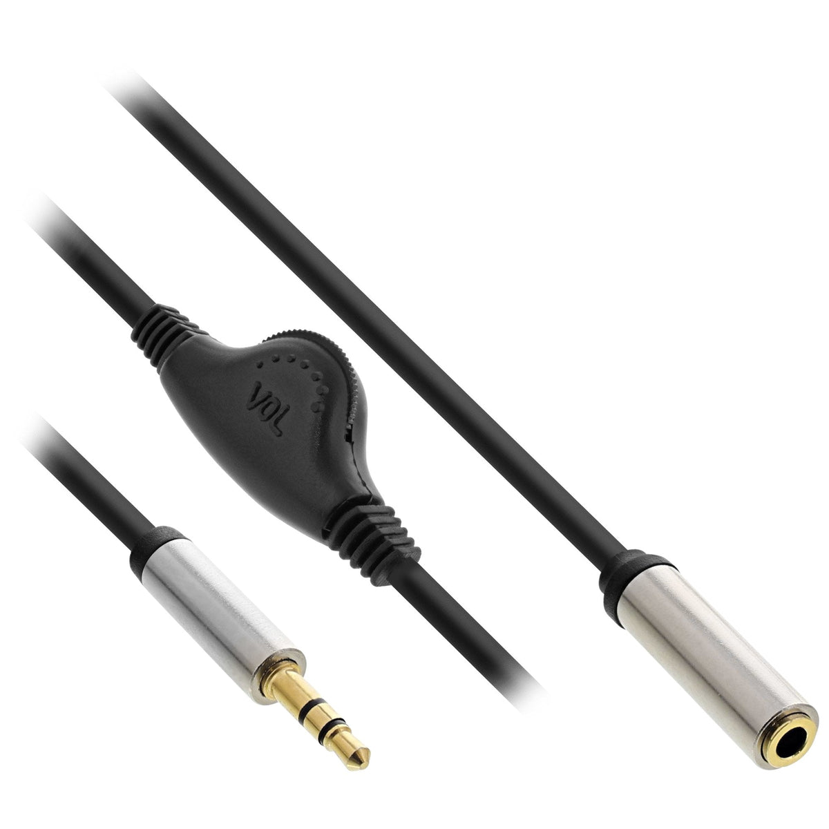 Cable De Audio Delgado Inline De 3,5 Mm M A H, Con Control De Volumen De 0,25 M