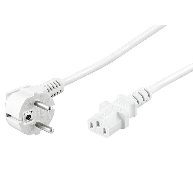 Power Cord 5m White Iec320 Angled Connector Schuko