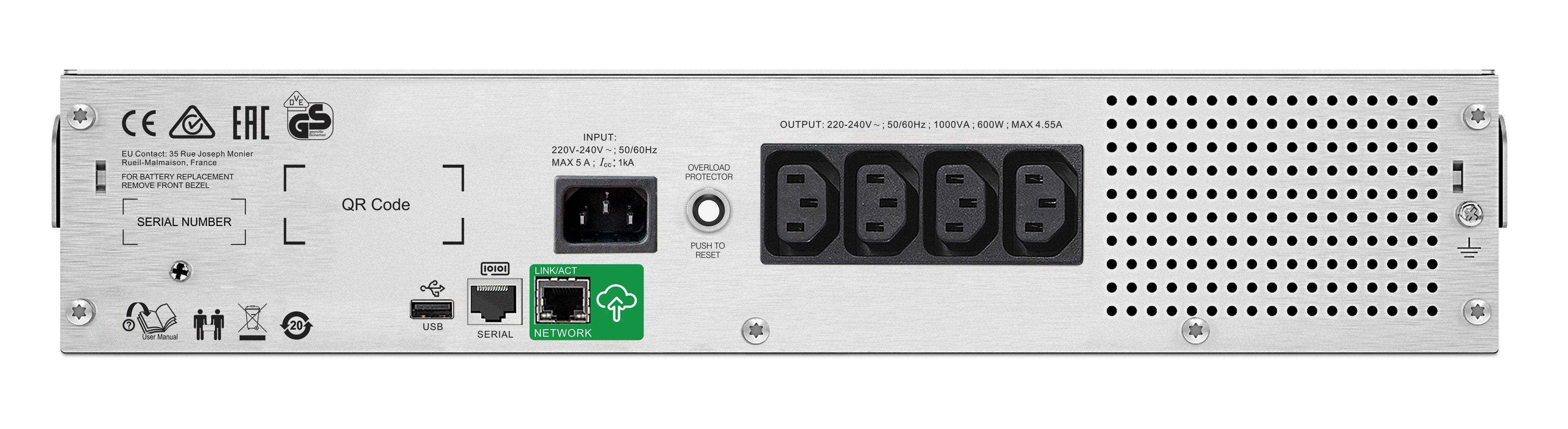 EAN 0731304332930 - APC SMC1000I-2UC sistema de alimentación ininterrumpida (UPS) Línea interactiva 1 kVA 600 W 4 salidas AC imagen 2