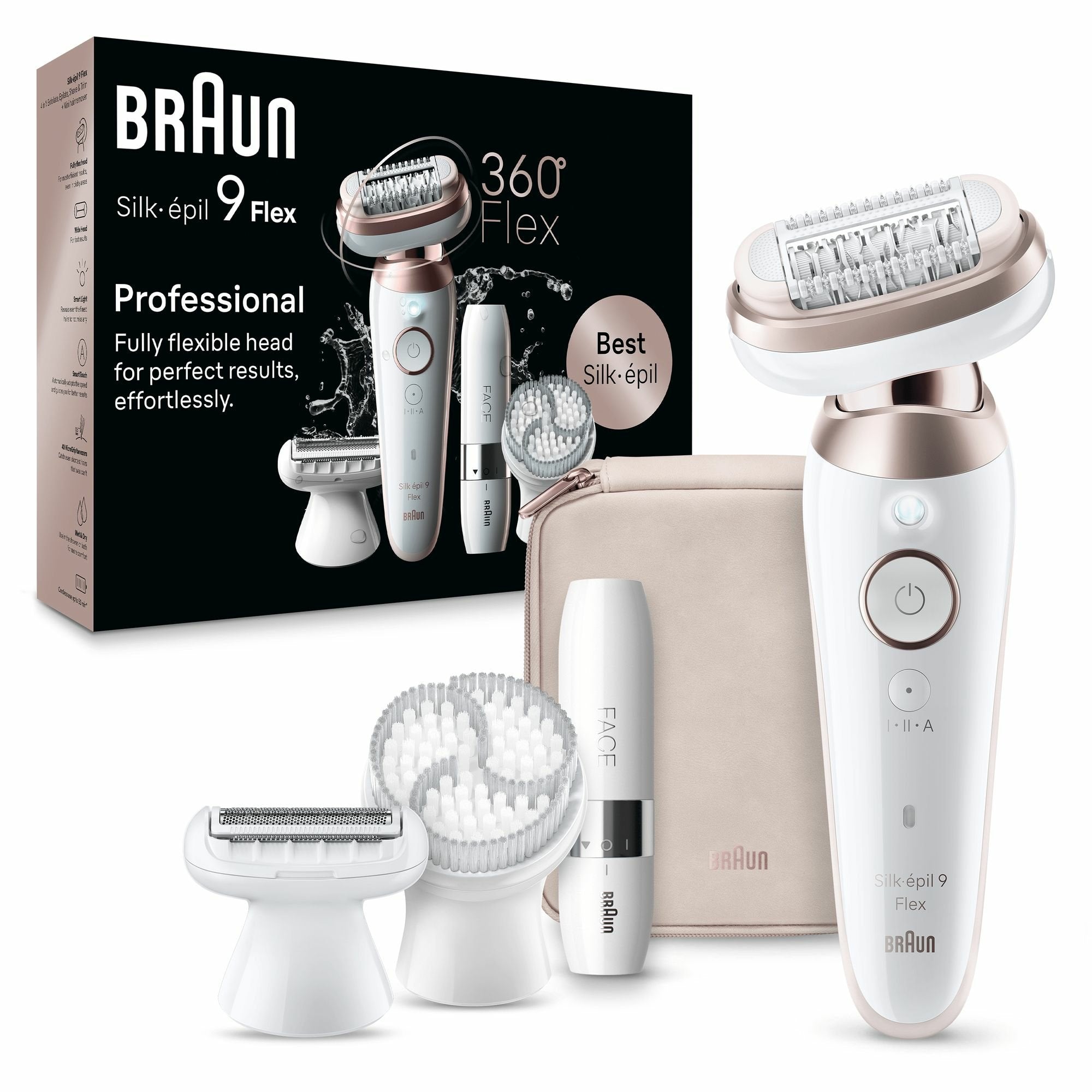 EAN 7500435225274 - Braun Silk-épil 9 Flex 9-360 3D 40 pinzas Rosa, Blanco imagen 1