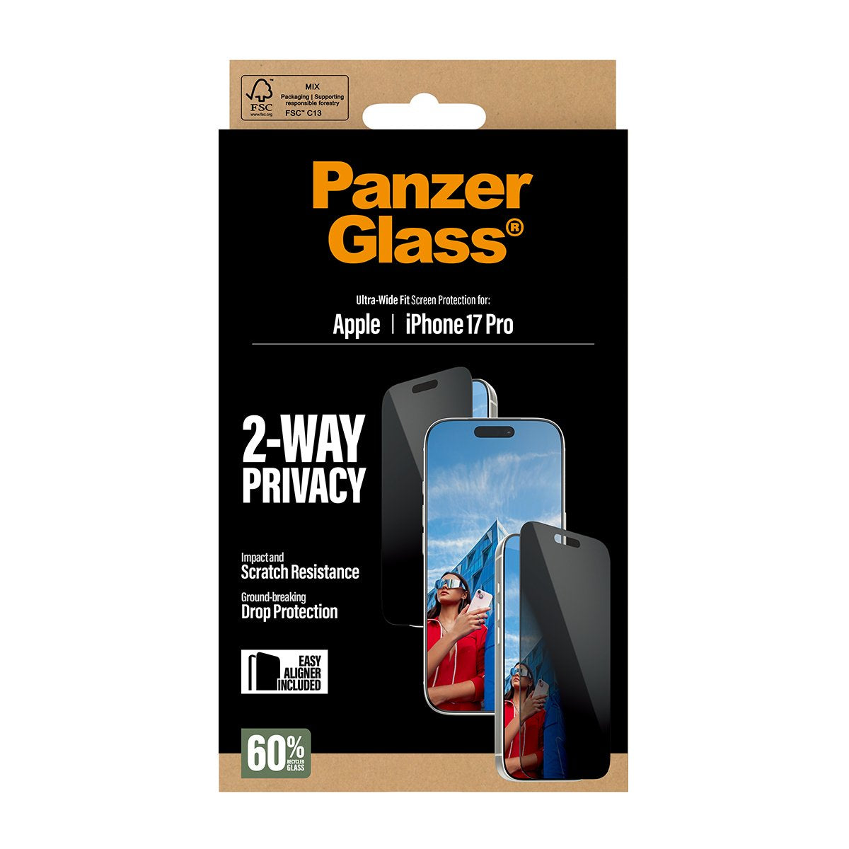 EAN 5715685025570 - PanzerGlass ® 2-Way Privacy Screen Protector iPhone 17 Pro | Ultra-Wide Fit w. EasyAligner Protector de p imagen 3