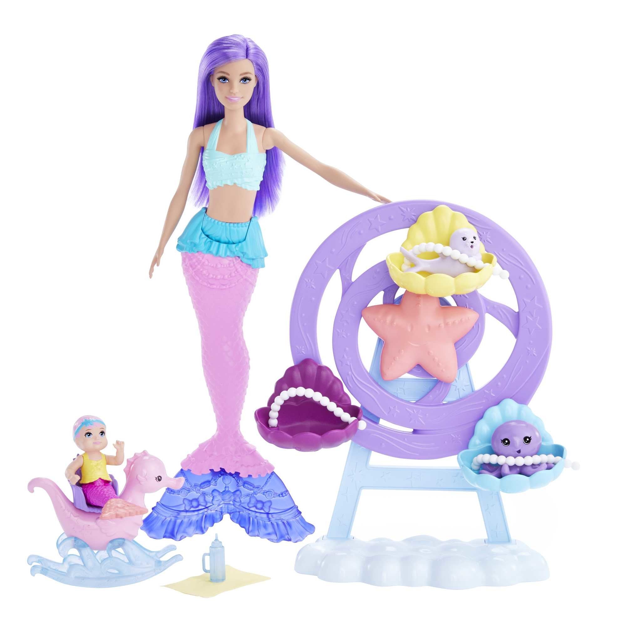 Muñeca Barbie Mattel Sirena Juego De Cuidado Con Merbaby Y Foca