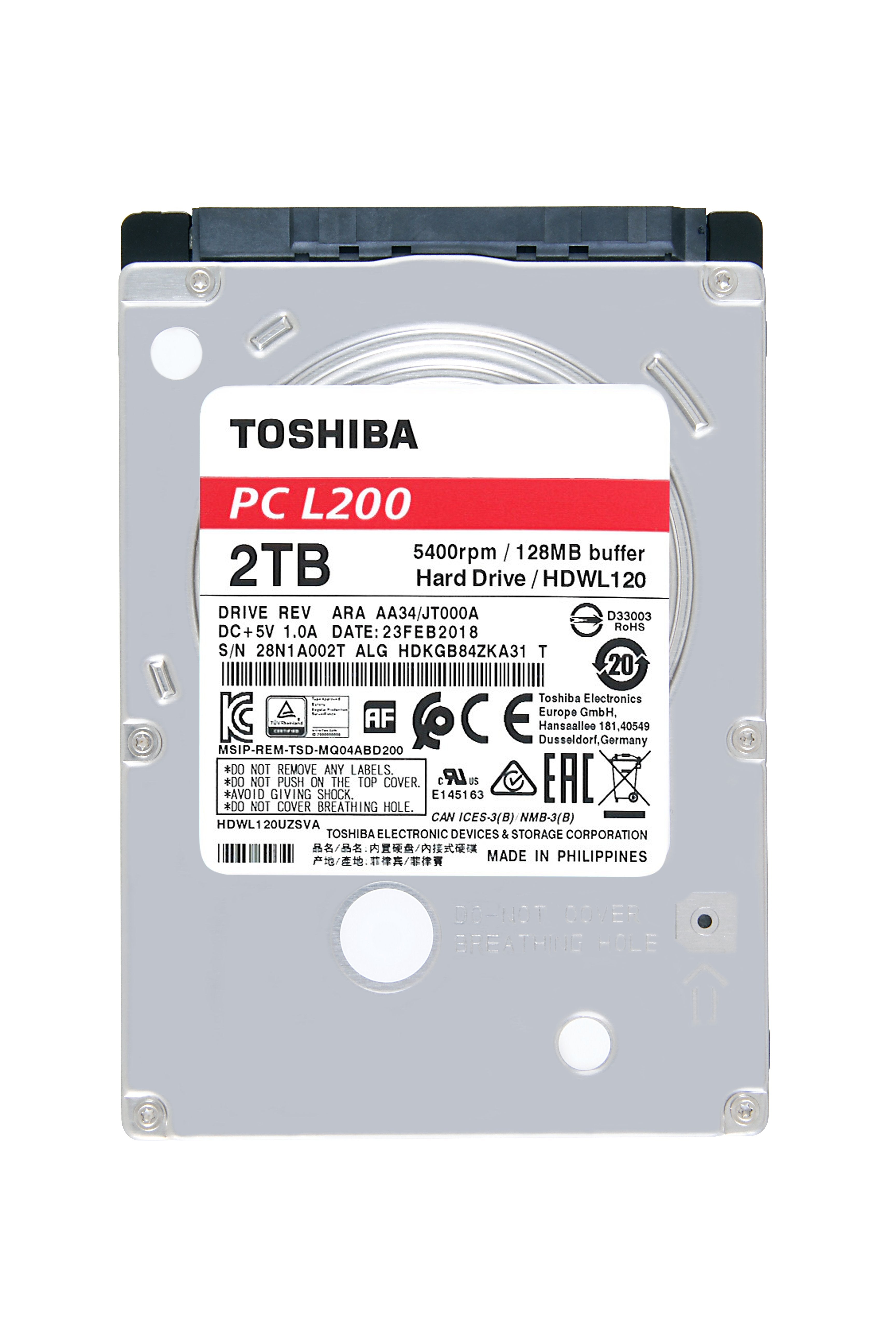 EAN 4547808810746 - Toshiba L200 disco duro interno 2 TB 5400 RPM 128 MB 2.5" Serial ATA III imagen 4