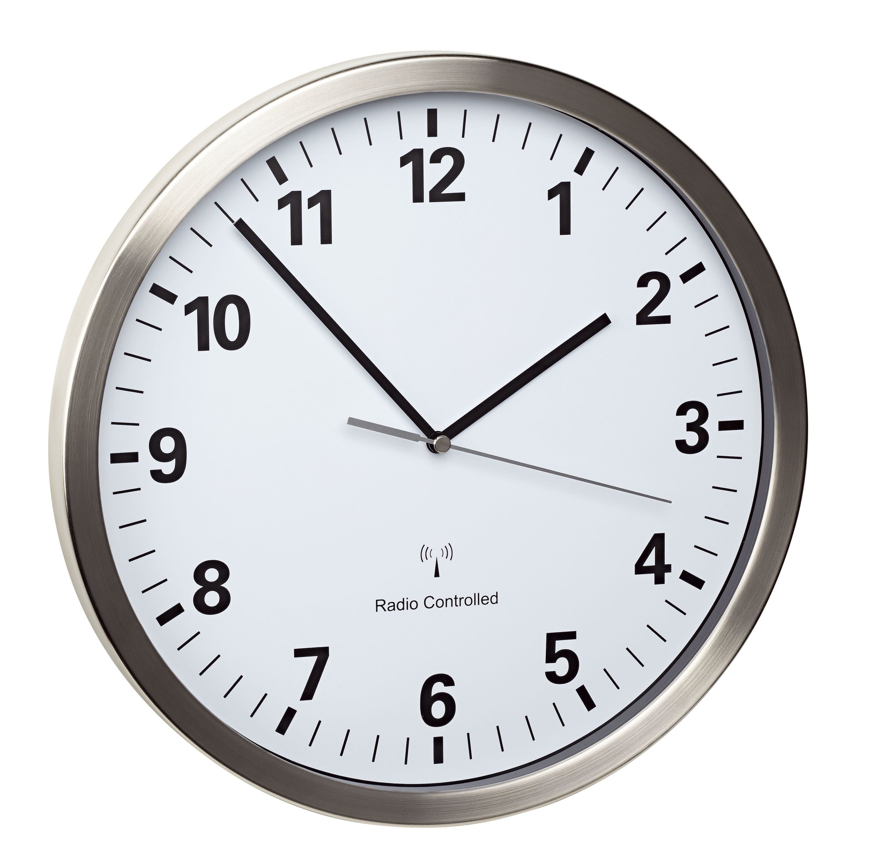 Tfa Dostmann Reloj De Pared Controlado Por Radio Con Marco De Acero Inoxidable Blanco (L) 305 X (B) 43 X (H) 305 Mm