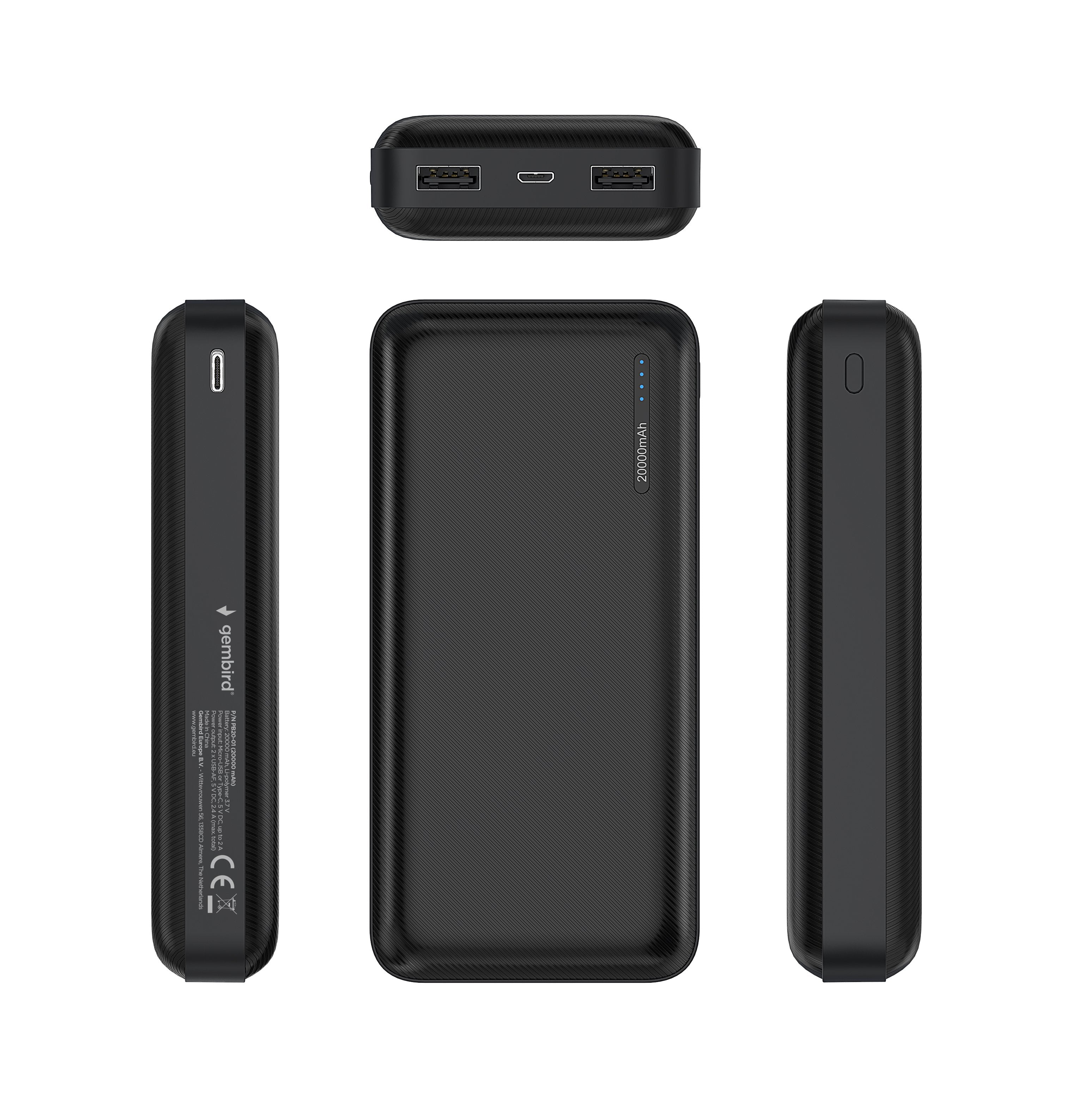 EAN 8716309119092 - Gembird PB20-01 batería externa Polímero de litio 20000 mAh Negro imagen 2