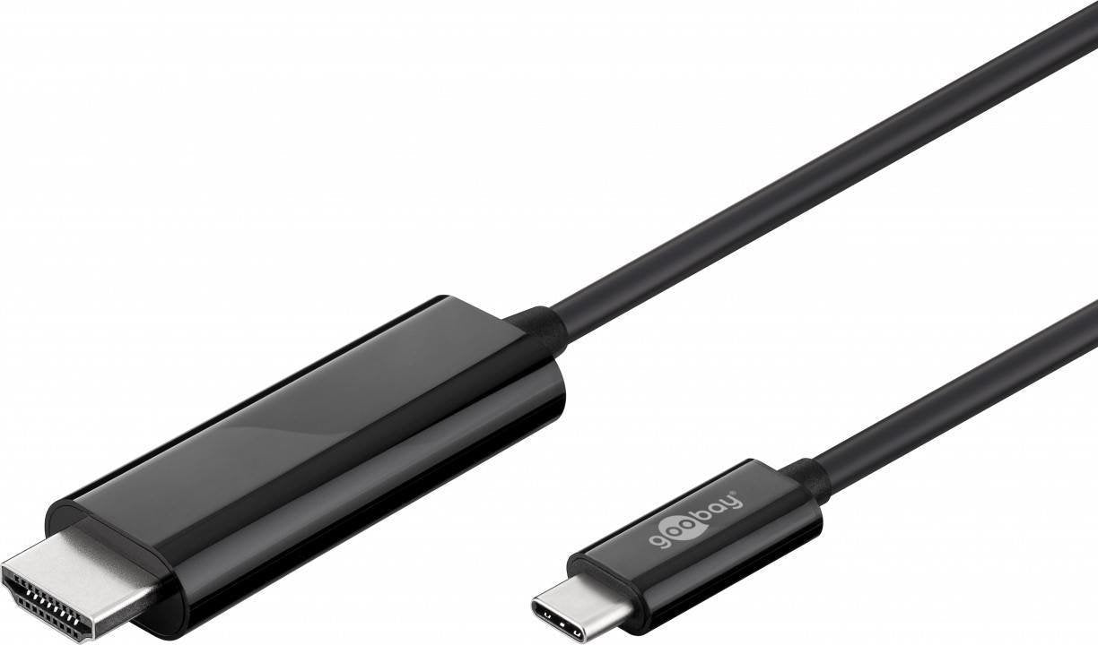 EAN 4040849775284 - Goobay 77528 adaptador de cable de vídeo 1,8 m USB Tipo C HDMI Negro imagen 1