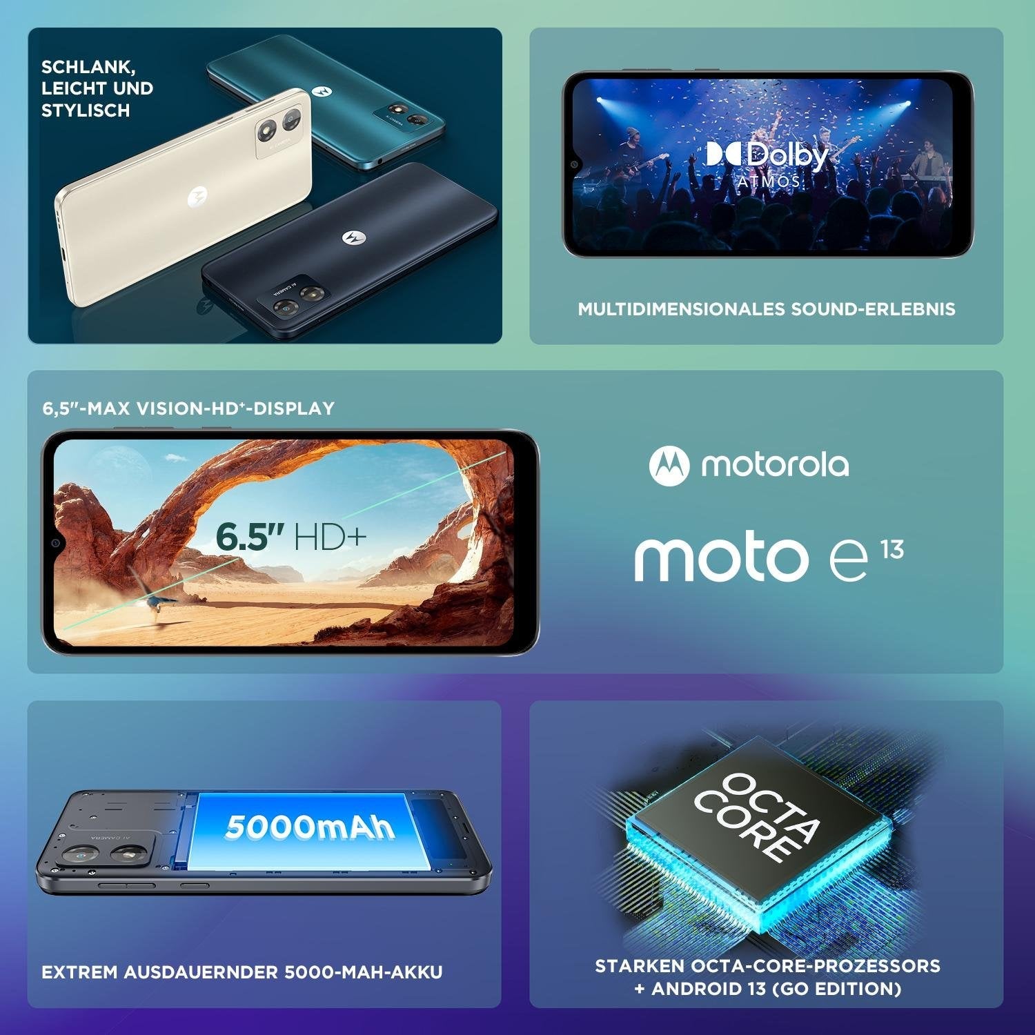 Smartphone Motorola Moto E13 Cosmic Black 8+128gb 6.5" Hd+