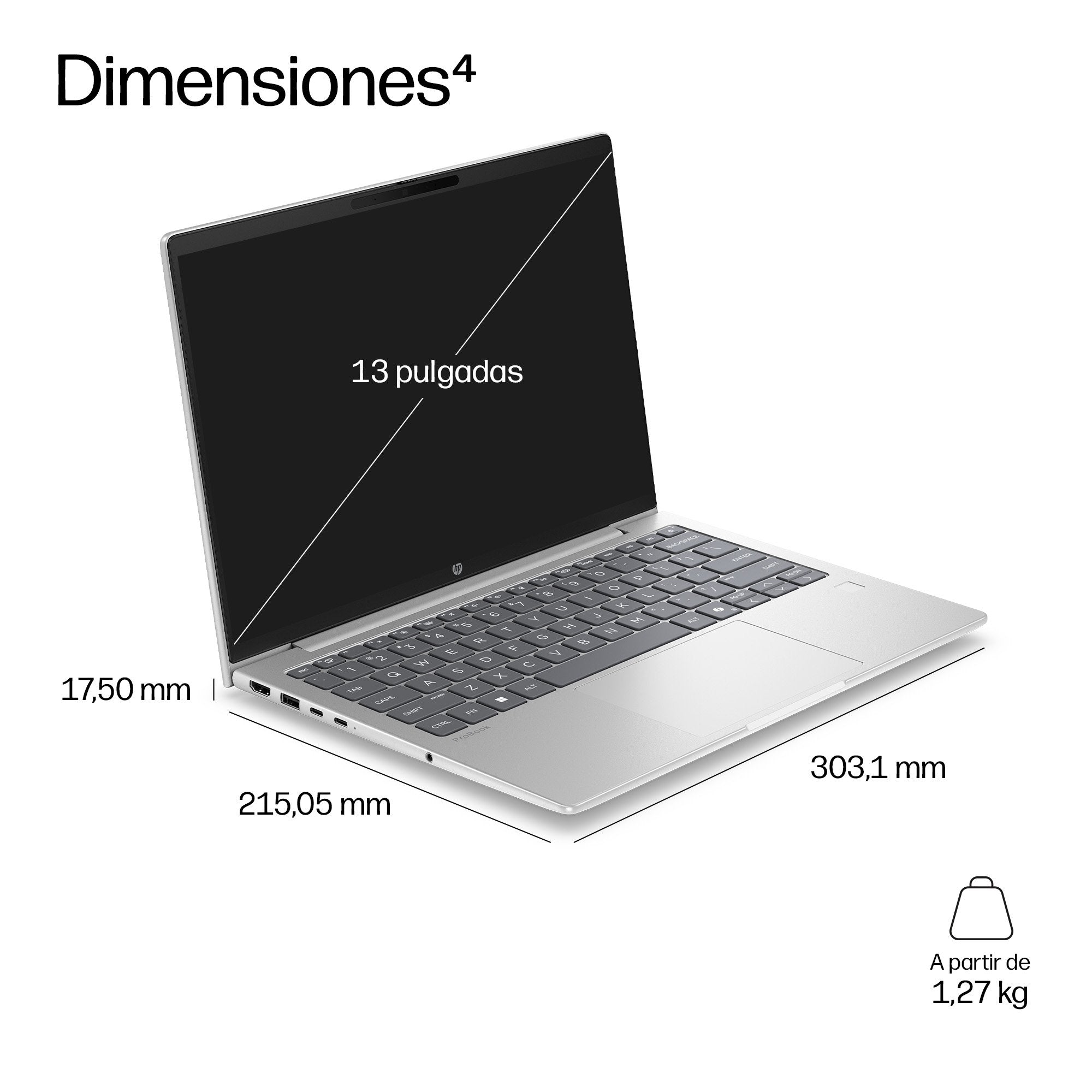 Hp Probook 4 G2i 13 Ai Intel Core 5 315 13.3p Wuxga 16go Ddr5 512go Ssd Ax6g+Bt 3c Batt W11p 1yr Wrty