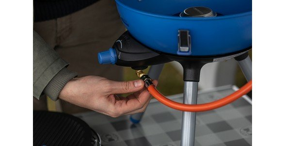 Campingaz Party Grill 400 Caravan Connect Cocina De Gas, Parrilla De Gas Negro/Azul, 30mbar, Con Conexión Para Caravana, Modelo 2023